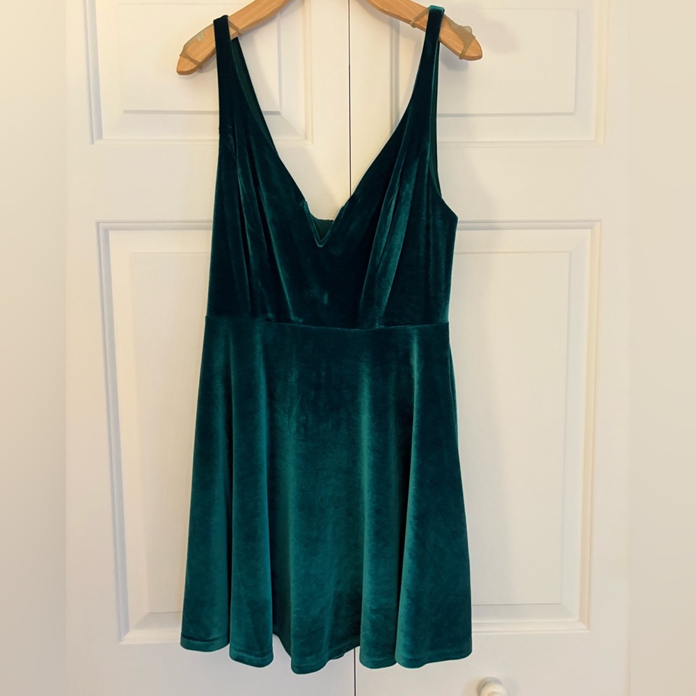 Green Velvet Mini Dress